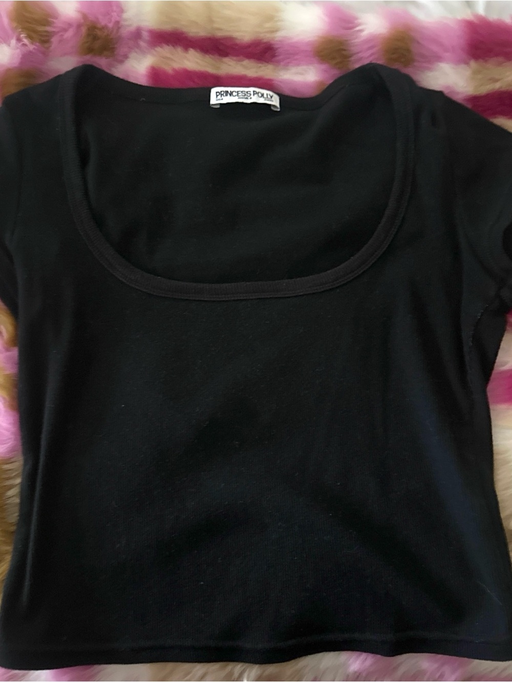 Princess Polly Black Scoop Neck Crop Tee